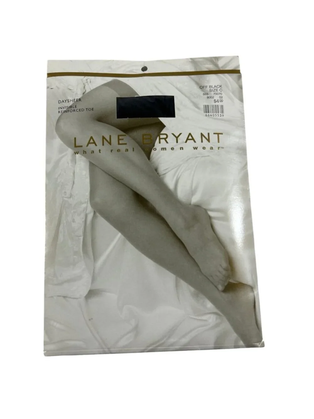 Vtg Lane Bryant Daysheer Invisible Reinforced Toe Off Black Sz C Pantyhose Hose